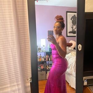 Vibrant Pink Satin Gown